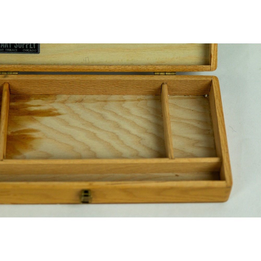 Vintage Duro Art Supply Chicago Wooden Artist Box Divided Storage Case Natural - Picture 5 of 8